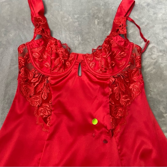New! For Love & Lemons FLAWED Red Romantic Roses Slip Dress 10972 - Picture 6 of 10